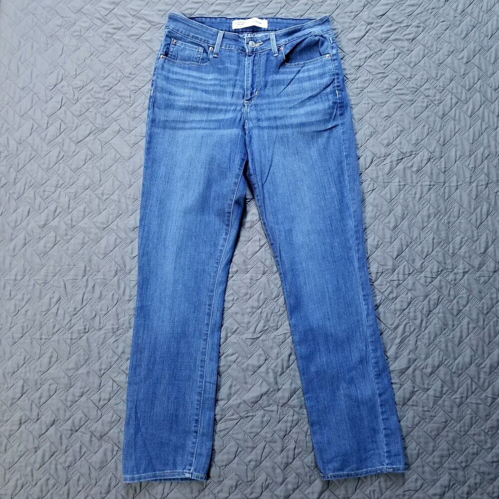 Signature by Levis Jeans Womens 10L 30x32 Blue Mid Rise Slim Straight Dark Wash